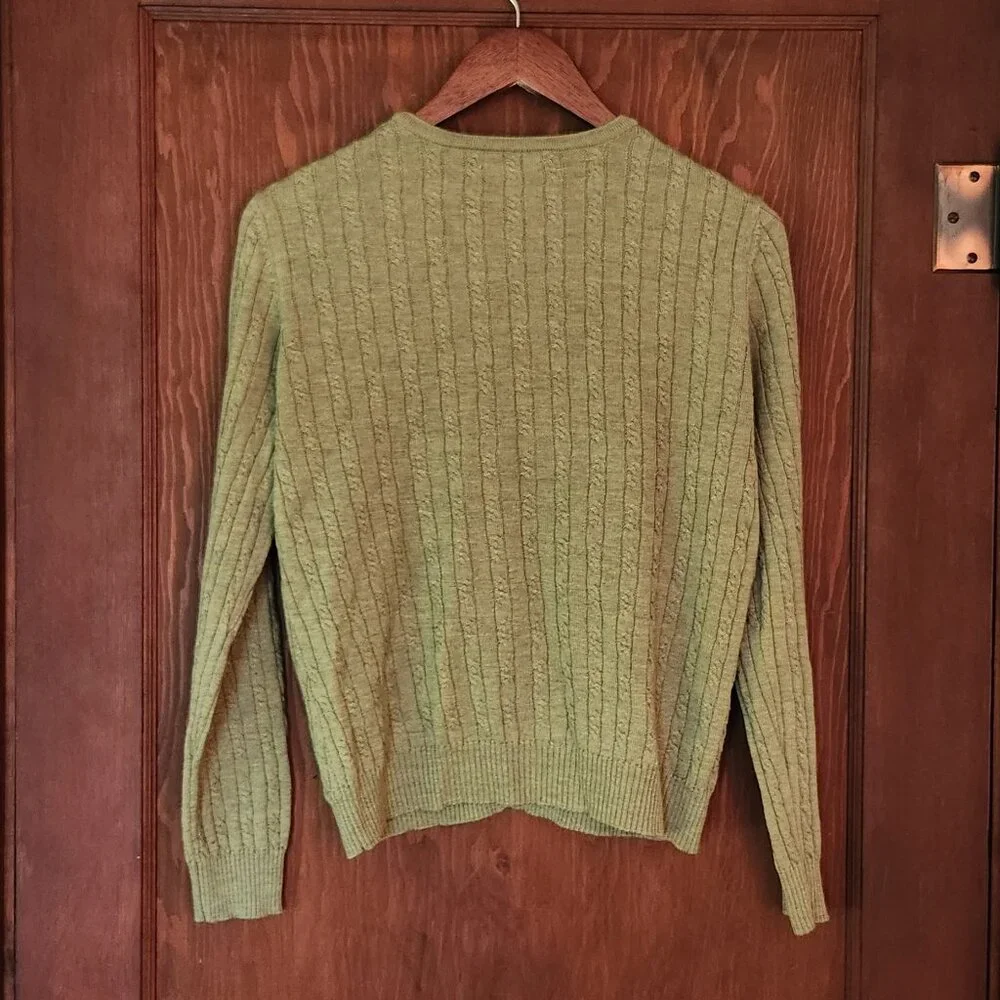 Vintage Petite Sophisticate Merino Wool Green Cardigan - Picture 4 of 7